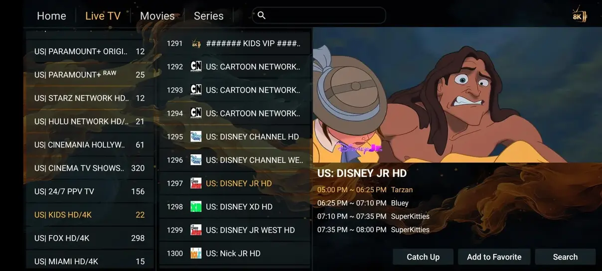 Orexe TV application interface preview 2