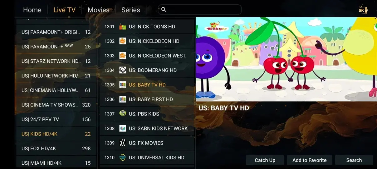 Orexe TV application interface preview 3