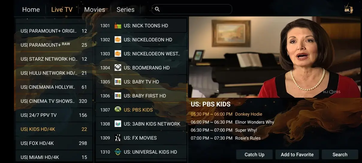 Orexe TV application interface preview 4