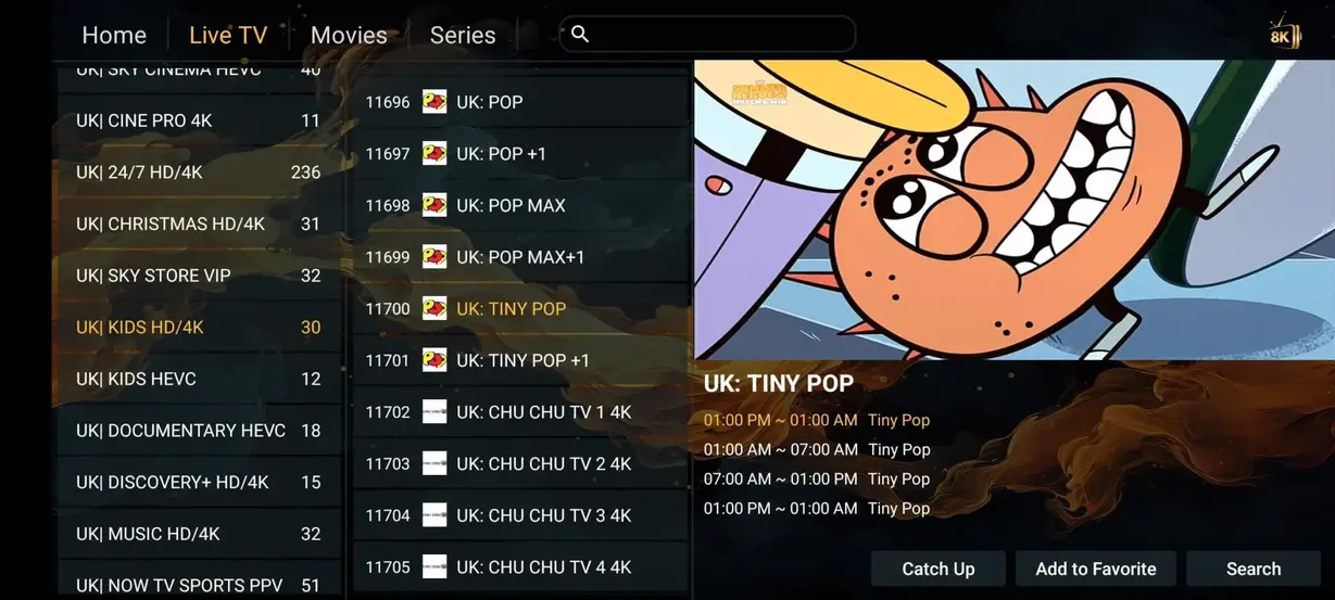 Orexe TV application interface preview 9